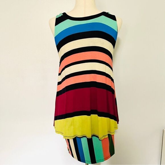 Anthropologie Maeve Davina Layered Tiered Dress Multi Color Small Tank - Picture 4 of 9